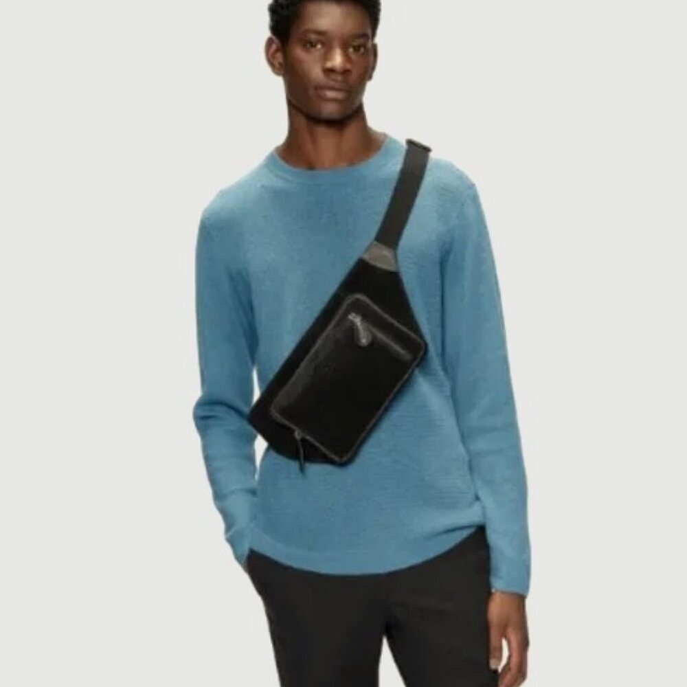 NWT TED BAKER LONDON Sett Textured Crewneck Jumper Sweater Blue 5(XL) MSRP $175